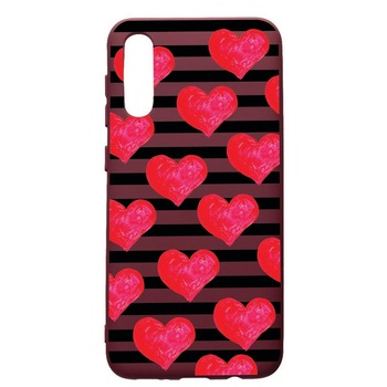 Husa Premium TPU compatibila cu Samsung Galaxy A50, Red Hearts, cu interiorul din material textil, protectie camera, Burgundy, PBR102 Husa Premium TPU compatibila cu Samsung Galaxy A50, Red Hearts, cu interiorul din material textil, protectie camera, Burgundy, PBR102