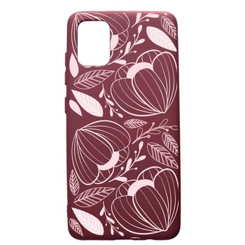 Husa Premium TPU compatibila cu Samsung Galaxy S20 Plus, Pink Flower, cu interiorul din material textil, protectie camera, Burgundy, PBR113 Husa Premium TPU compatibila cu Samsung Galaxy S20 Plus, Pink Flower, cu interiorul din material textil, protectie camera, Burgundy, PBR113