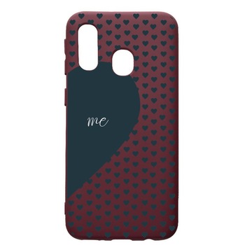 Husa Premium TPU compatibila cu Samsung Galaxy A40, Love Me, cu interiorul din material textil, protectie camera, Burgundy, PBR100 Husa Premium TPU compatibila cu Samsung Galaxy A40, Love Me, cu interiorul din material textil, protectie camera, Burgundy, PBR100