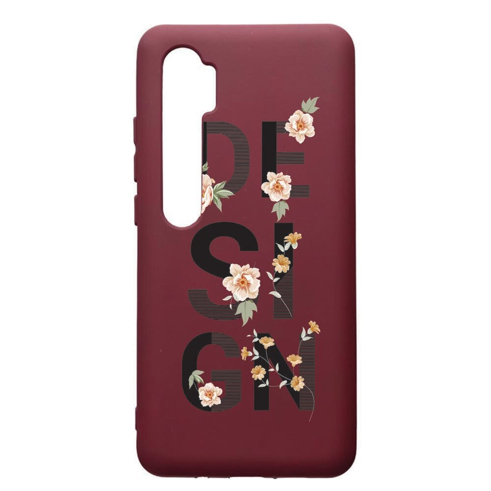 Husa Premium TPU compatibila cu Xioami Mi Note 10, Design, cu interiorul din material textil, protectie camera, Burgundy, PBR144