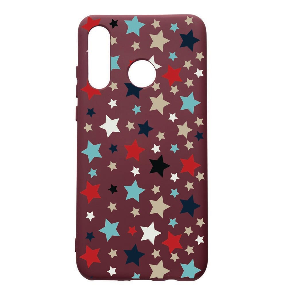 Husa Premium TPU compatibila cu Huawei P30 Lite, Star, cu interiorul din material textil, protectie camera, Burgundy, PBR146