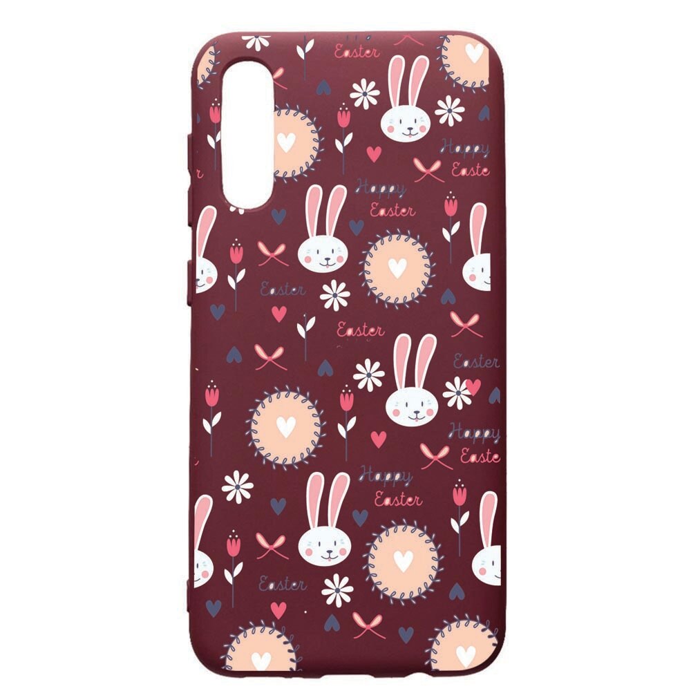 Husa Premium TPU compatibila cu Samsung Galaxy A50, Easter, cu interiorul din material textil, protectie camera, Burgundy, PBR189