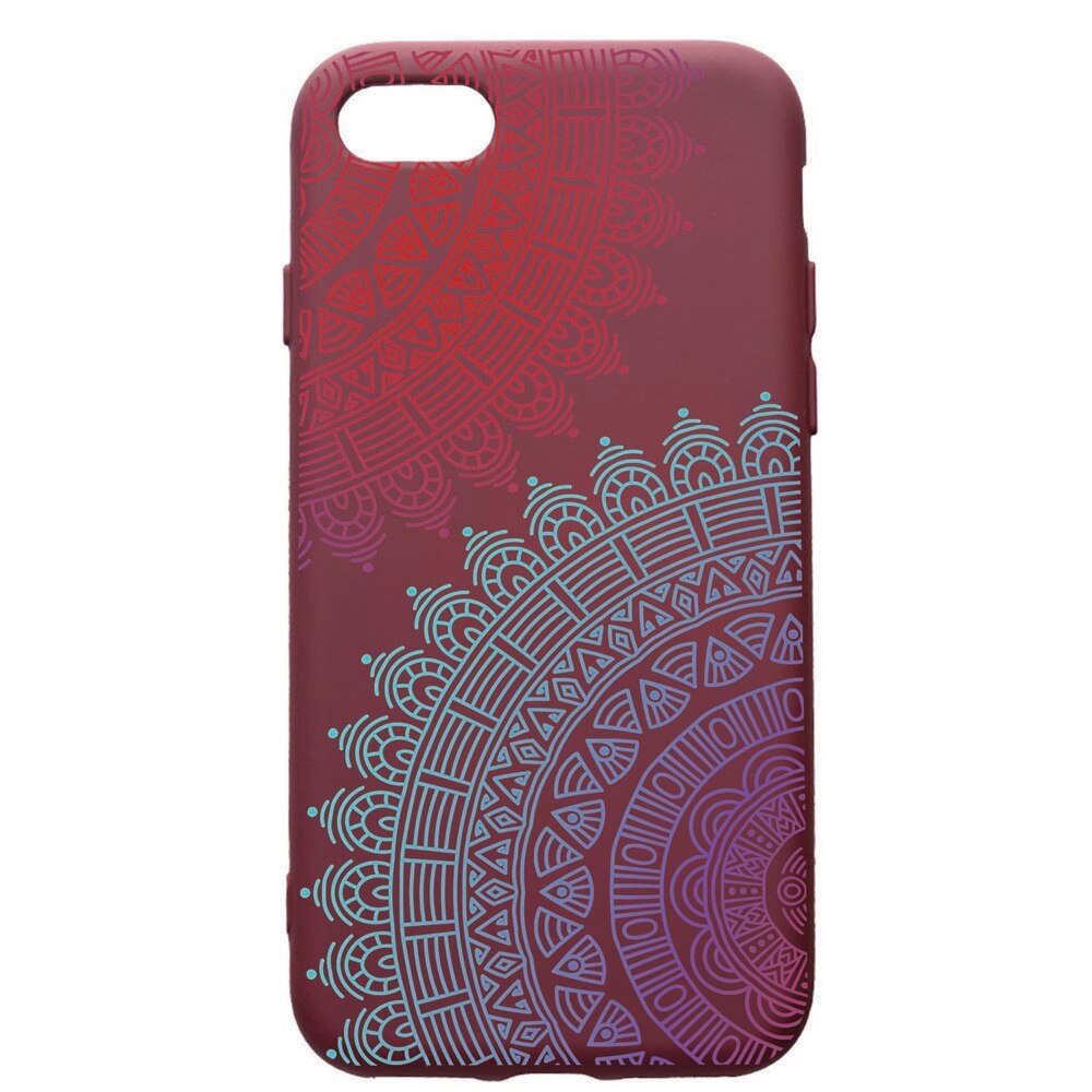 Husa Premium TPU compatibila cu Apple iPhone SE 2 / iPhone 8 / iPhone 7, Lace, cu interiorul din material textil, protectie camera, Burgundy, PBR176