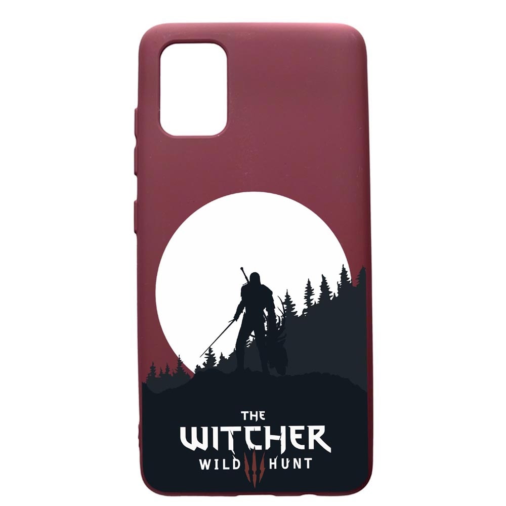 Husa Premium TPU compatibila cu Samsung Galaxy A51, The Witcher, cu interiorul din material textil, protectie camera, Burgundy, PBR427