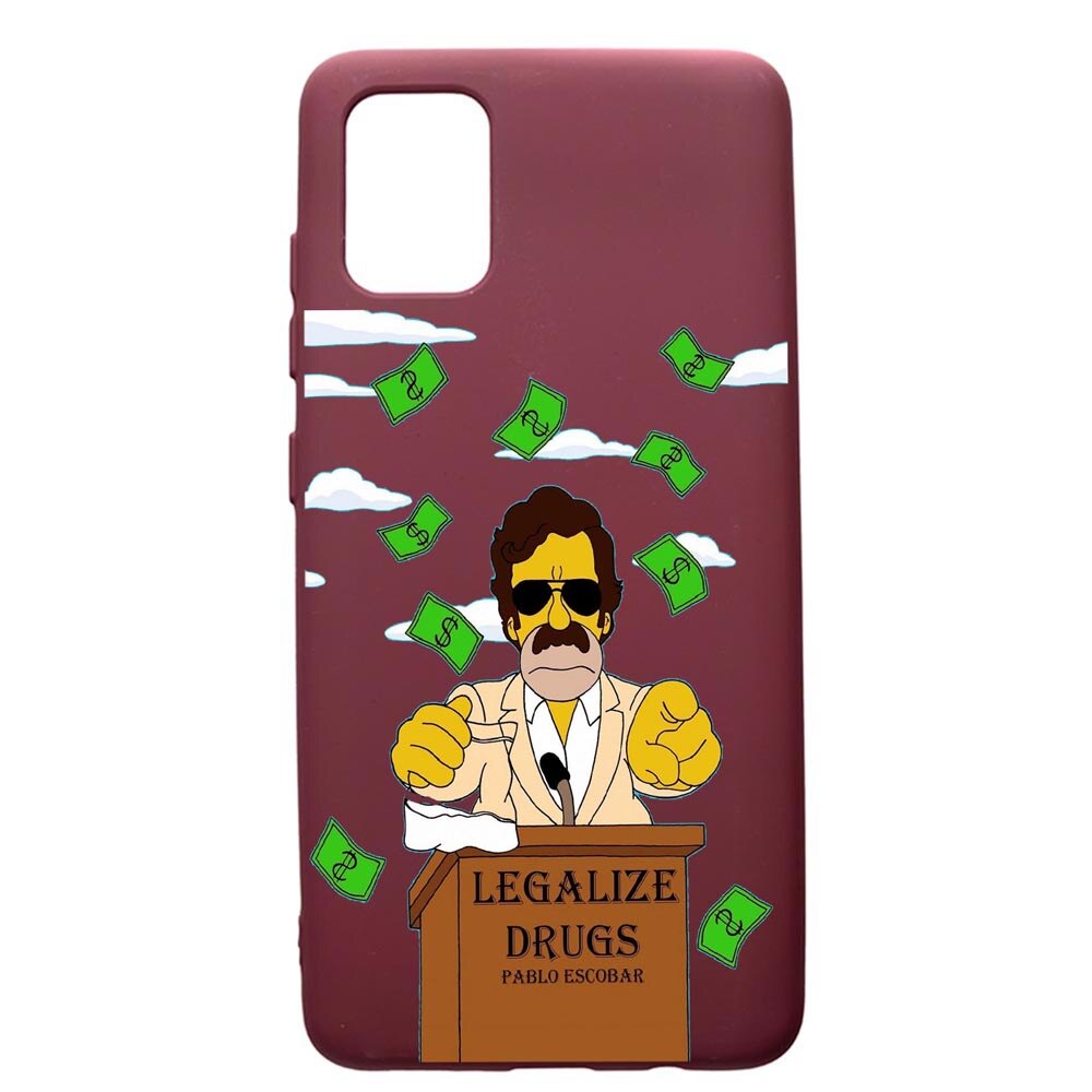 Husa Premium TPU compatibila cu Samsung Galaxy S20 Plus, Narcos Pablo Escobar, cu interiorul din material textil, protectie camera, Burgundy, PBR437