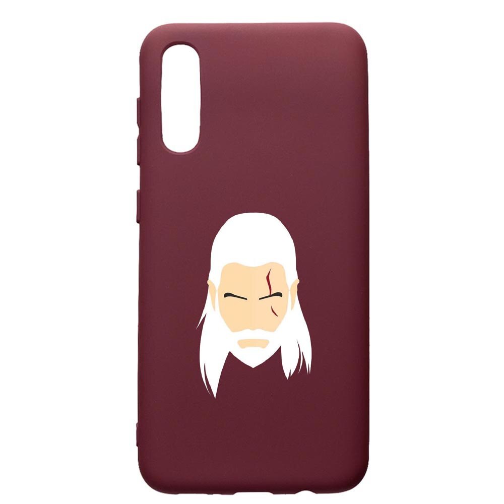 Husa Premium TPU compatibila cu Huawei Y6 2019, The Witcher, cu interiorul din material textil, protectie camera, Burgundy, PBR435