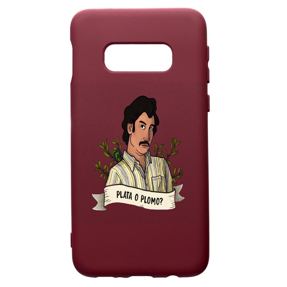 Husa Premium TPU compatibila cu Samsung Galaxy S8, Narcos Pablo Escobar, cu interiorul din material textil, protectie camera, Burgundy, PBR438