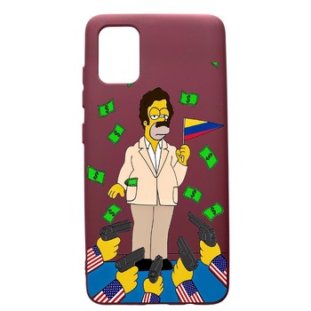 Husa Premium TPU compatibila cu Samsung Galaxy S20 Plus, Narcos The Simpsons, cu interiorul din material textil, protectie camera, Burgundy, PBR439 Husa Premium TPU compatibila cu Samsung Galaxy S20 Plus, Narcos The Simpsons, cu interiorul din material textil, protectie camera, Burgundy, PBR439