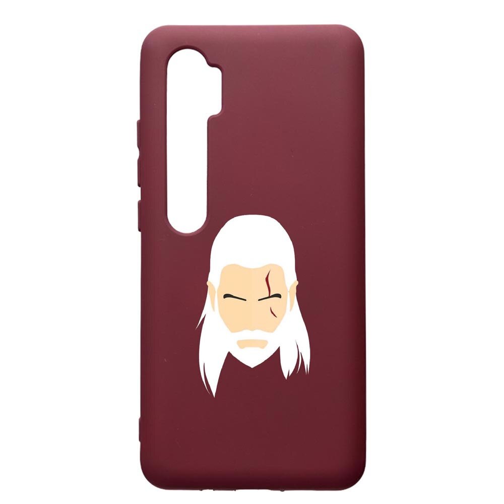 Husa Premium TPU compatibila cu Xioami Mi Note 10, The Witcher, cu interiorul din material textil, protectie camera, Burgundy, PBR435