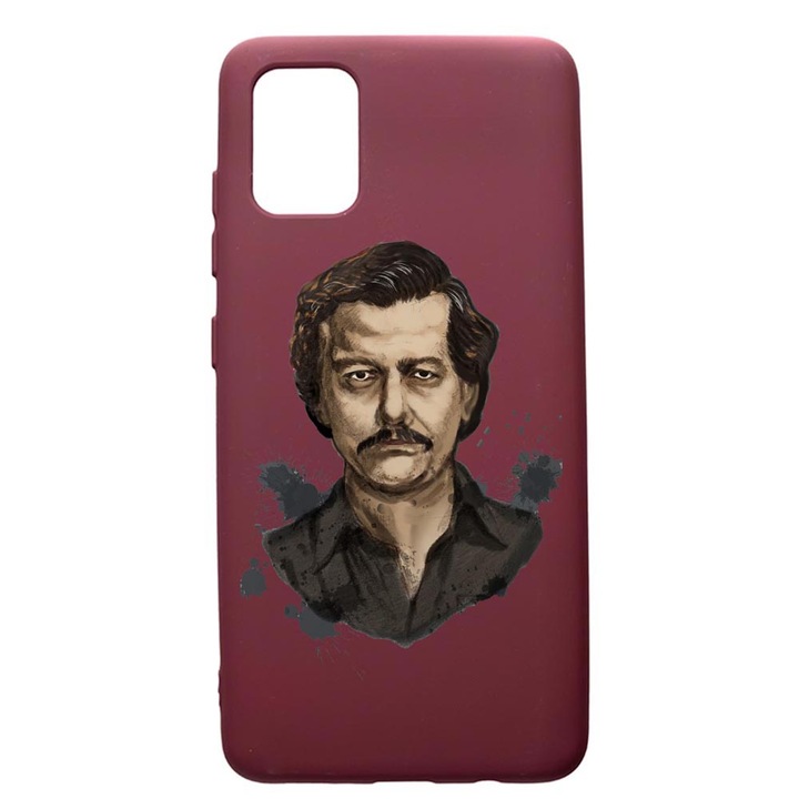 Husa Premium TPU compatibila cu Apple iPhone 12 Pro Max, Narcos Pablo Escobar, cu interiorul din material textil, protectie camera, Burgundy, PBR445