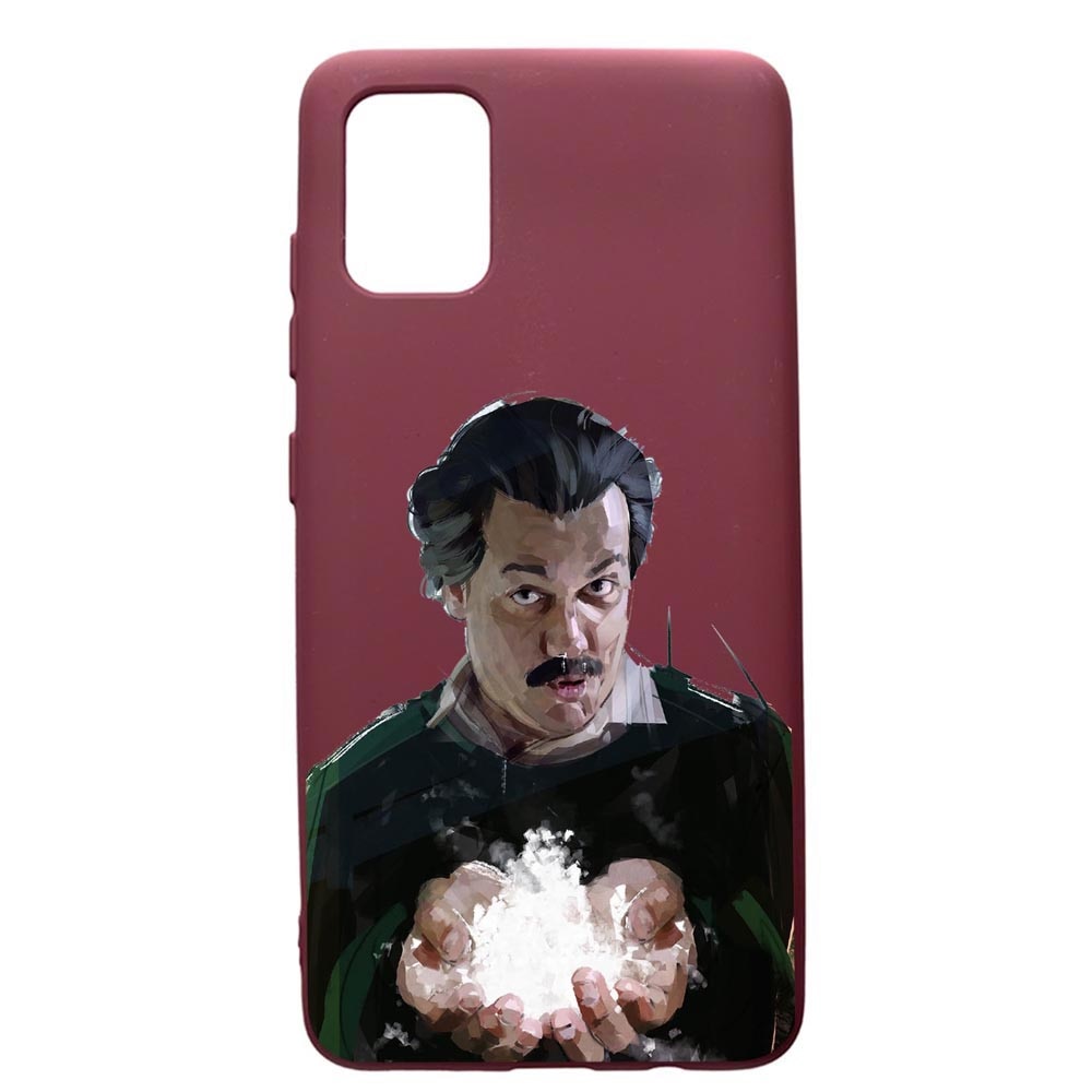 Husa Premium TPU compatibila cu Samsung Galaxy S20 Plus, Narcos Pablo Escobar, cu interiorul din material textil, protectie camera, Burgundy, PBR446