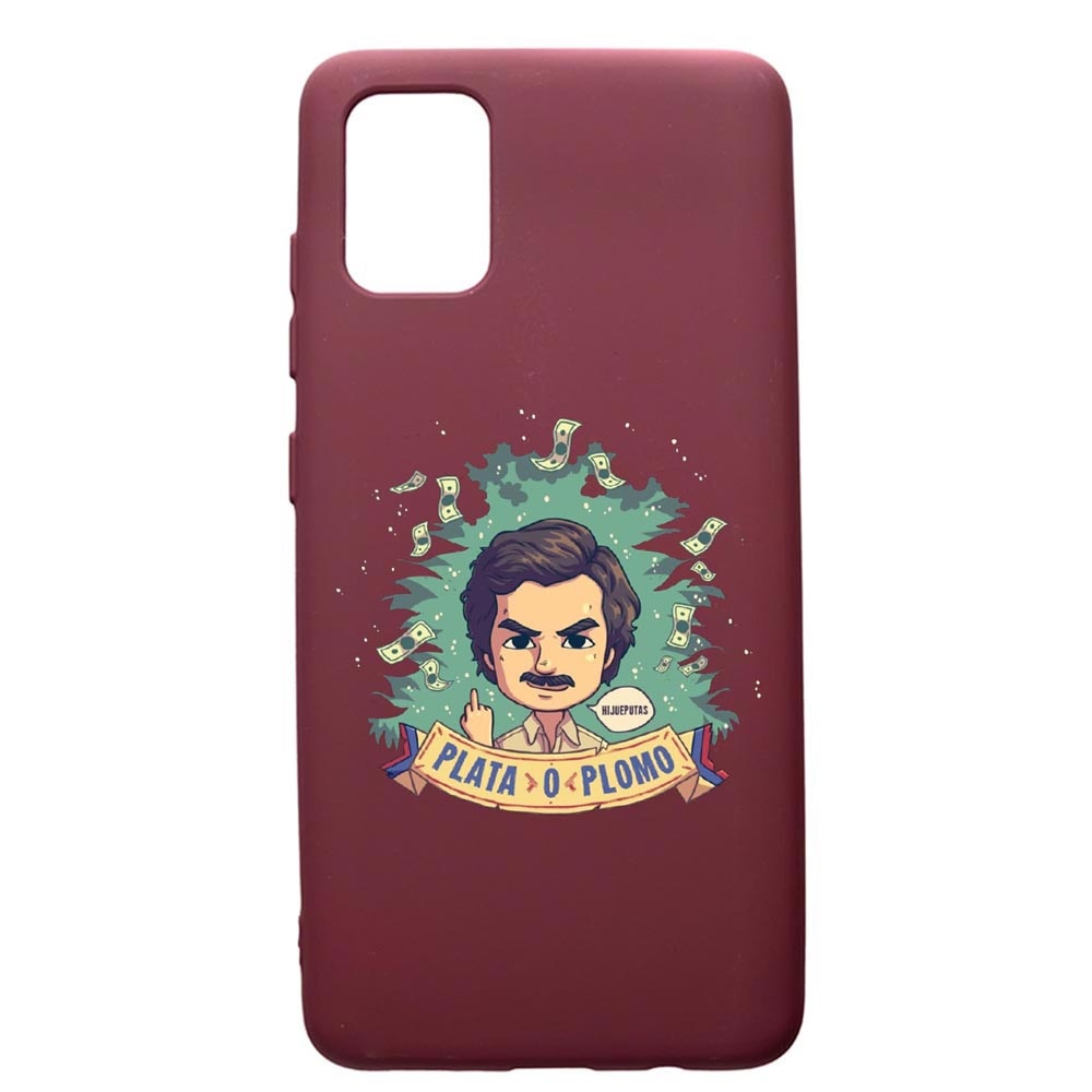 Husa Premium TPU compatibila cu Samsung Galaxy S20 Plus, Narcos Pablo Escobar, cu interiorul din material textil, protectie camera, Burgundy, PBR447
