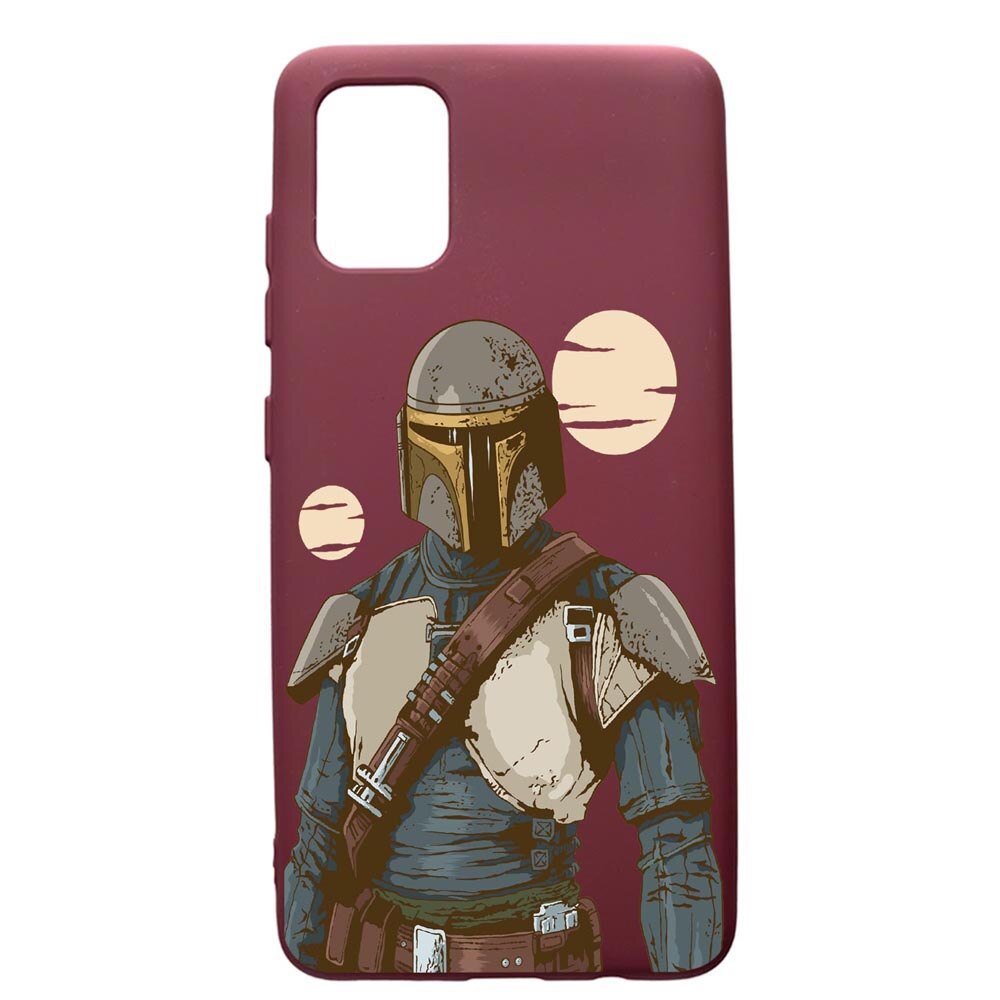 Husa Premium TPU compatibila cu Samsung Galaxy A51, Star Wars The Mandalorian, cu interiorul din material textil, protectie camera, Burgundy, PBR461