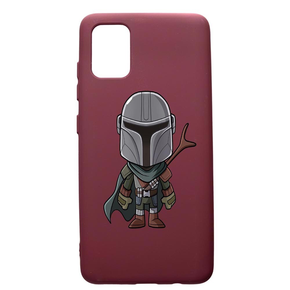 Husa Premium TPU compatibila cu Samsung Galaxy A51, Star Wars The Mandalorian, cu interiorul din material textil, protectie camera, Burgundy, PBR462