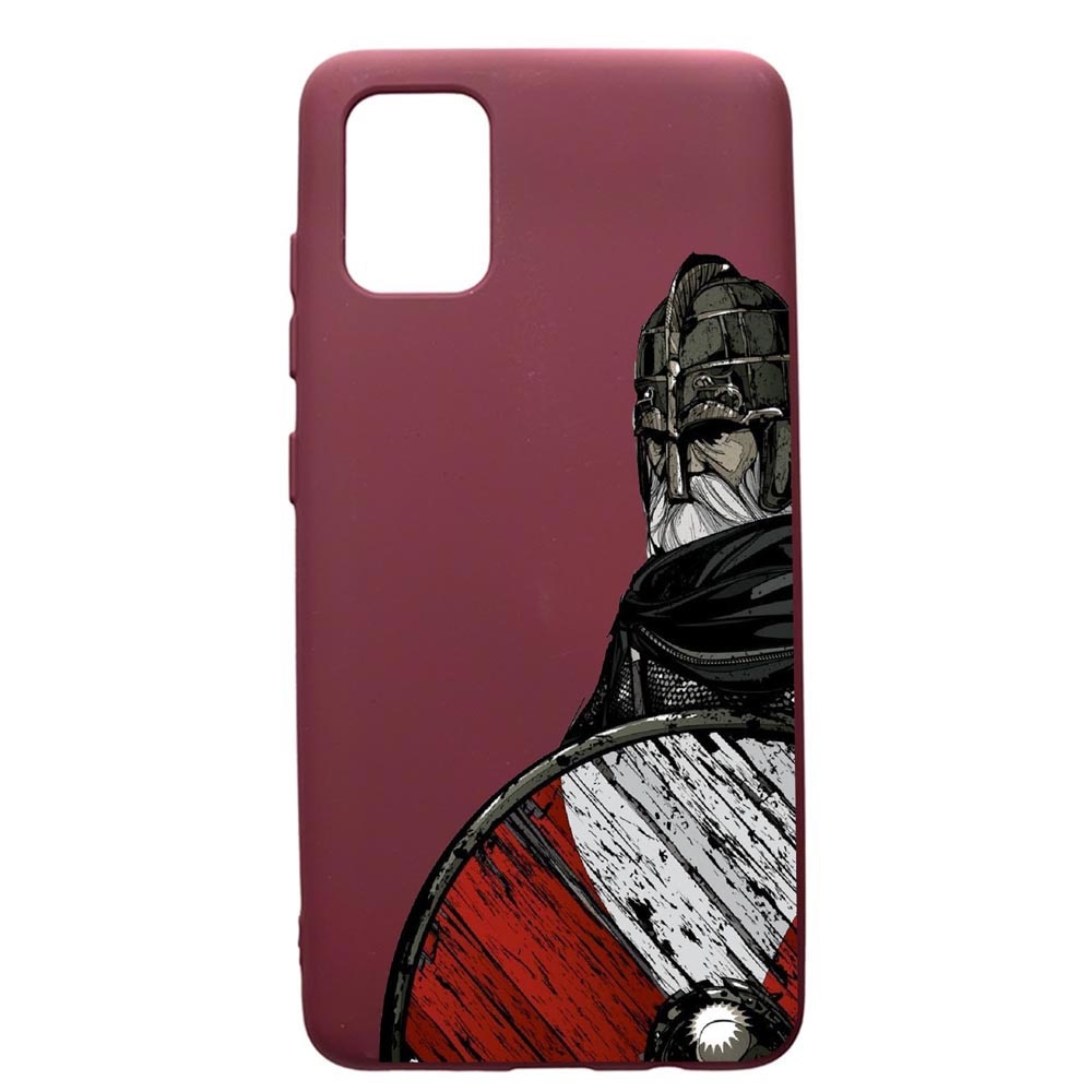 Husa Premium TPU compatibila cu Samsung Galaxy A51, Vkings, cu interiorul din material textil, protectie camera, Burgundy, PBR449