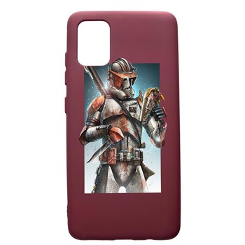Husa Premium TPU compatibila cu Samsung Galaxy A51, Star Wars The Mandalorian, cu interiorul din material textil, protectie camera, Burgundy, PBR464 Husa Premium TPU compatibila cu Samsung Galaxy A51, Star Wars The Mandalorian, cu interiorul din material textil, protectie camera, Burgundy, PBR464