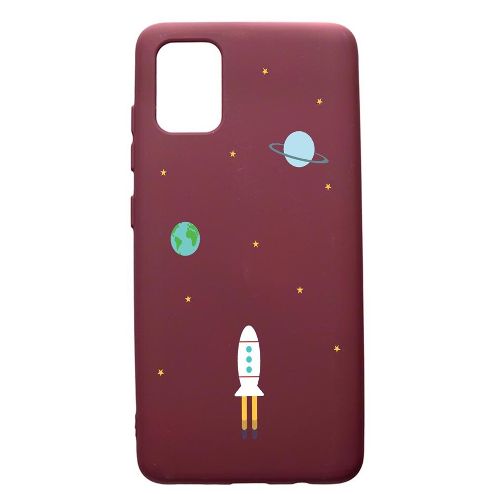 Husa Premium TPU compatibila cu Samsung Galaxy S20 Plus, Universe, Spacecraft, cu interiorul din material textil, protectie camera, Burgundy, PBR471