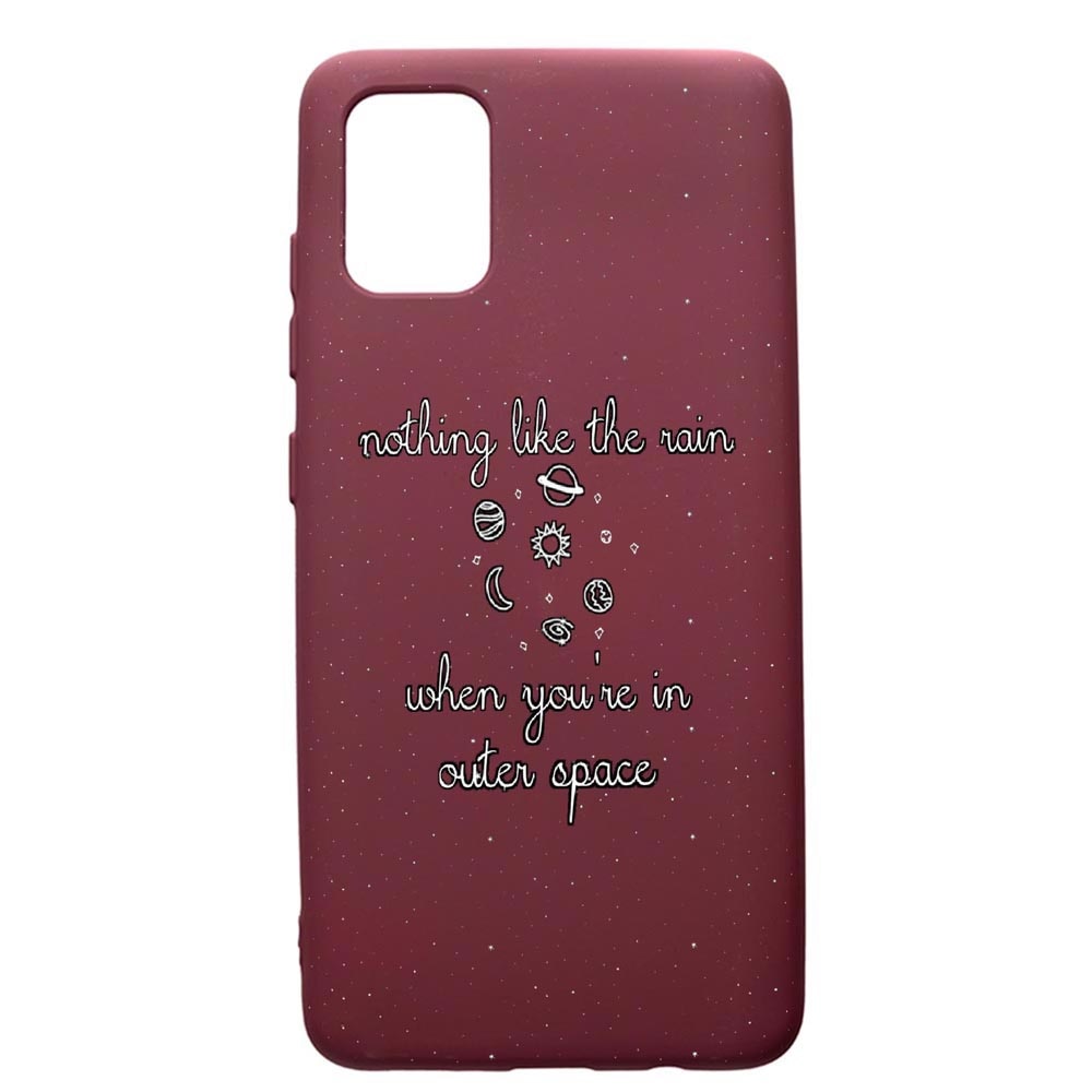 Husa Premium TPU compatibila cu Samsung Galaxy A51, Universe, cu interiorul din material textil, protectie camera, Burgundy, PBR475