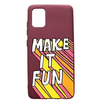 Husa Premium TPU compatibila cu Apple iPhone 12 Pro Max, Make It Fun, cu interiorul din material textil, protectie camera, Burgundy, PBR494 Husa Premium TPU compatibila cu Apple iPhone 12 Pro Max, Make It Fun, cu interiorul din material textil, protectie camera, Burgundy, PBR494