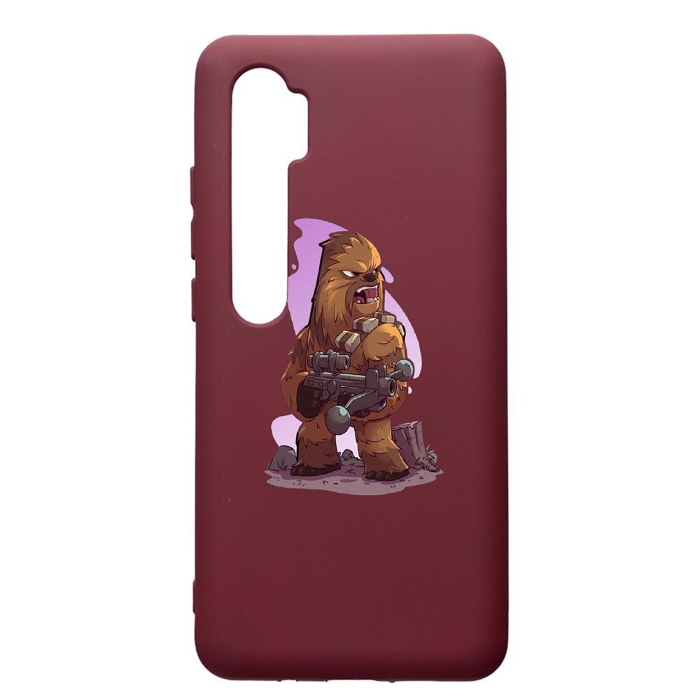 Husa Premium TPU compatibila cu Xioami Mi Note 10, Star Wars Chewbacca, cu interiorul din material textil, protectie camera, Burgundy, PBR401