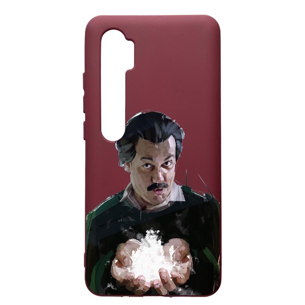 Husa Premium TPU compatibila cu Xioami Mi Note 10, Narcos Pablo Escobar, cu interiorul din material textil, protectie camera, Burgundy, PBR446