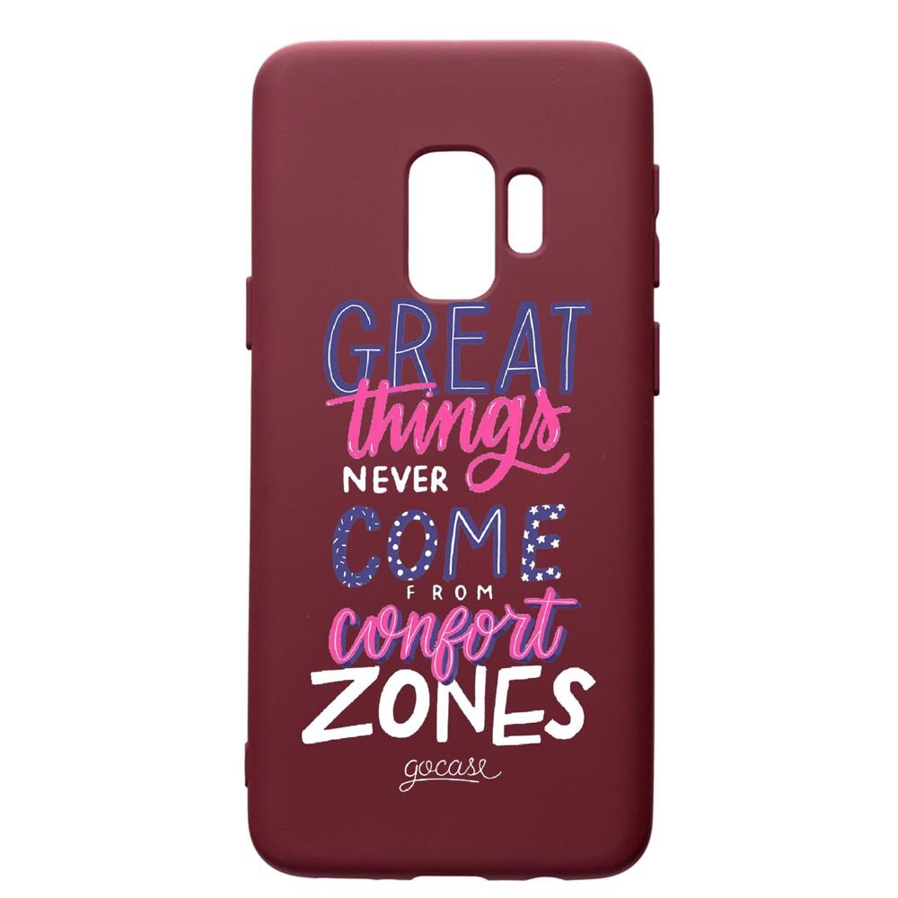 Husa Premium TPU compatibila cu Samsung Galaxy S9, Great Things, cu interiorul din material textil, protectie camera, Burgundy, PBR486