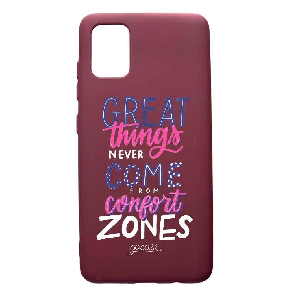 Husa Premium TPU compatibila cu Samsung Galaxy A51, Great Things, cu interiorul din material textil, protectie camera, Burgundy, PBR486