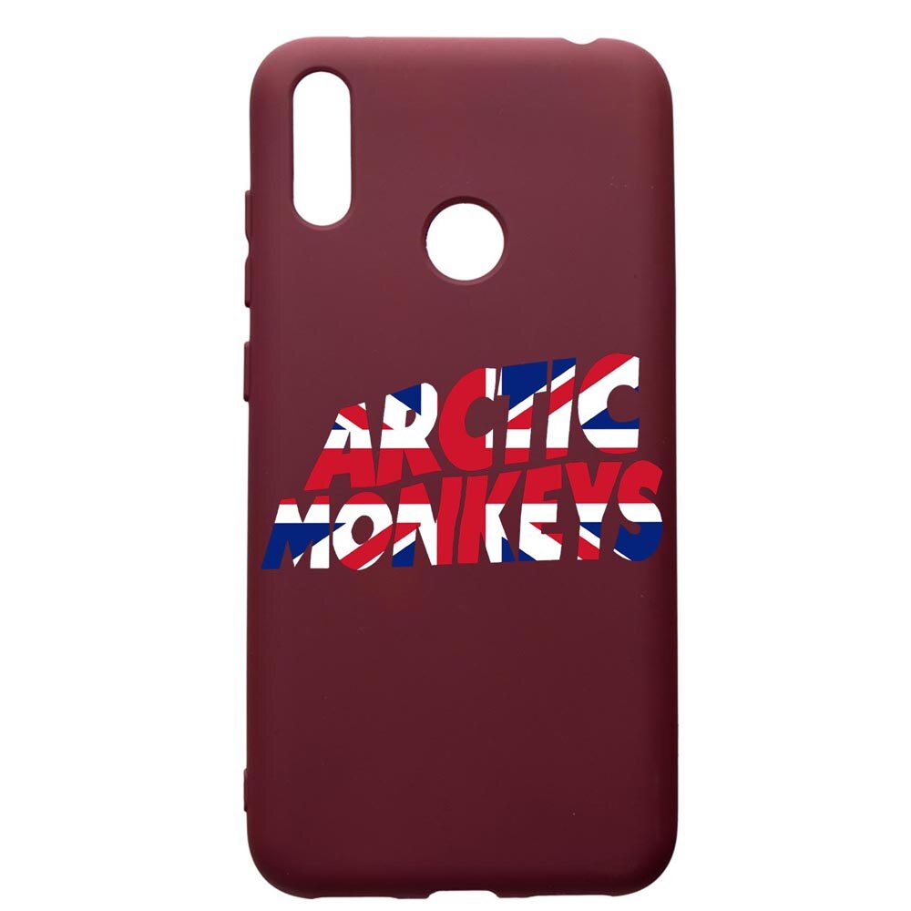Husa Premium Silicon compatibila cu Huawei Y7 2019, Arctic Monkey, cu interiorul din material textil, protectie camera, Burgundy, PBR548