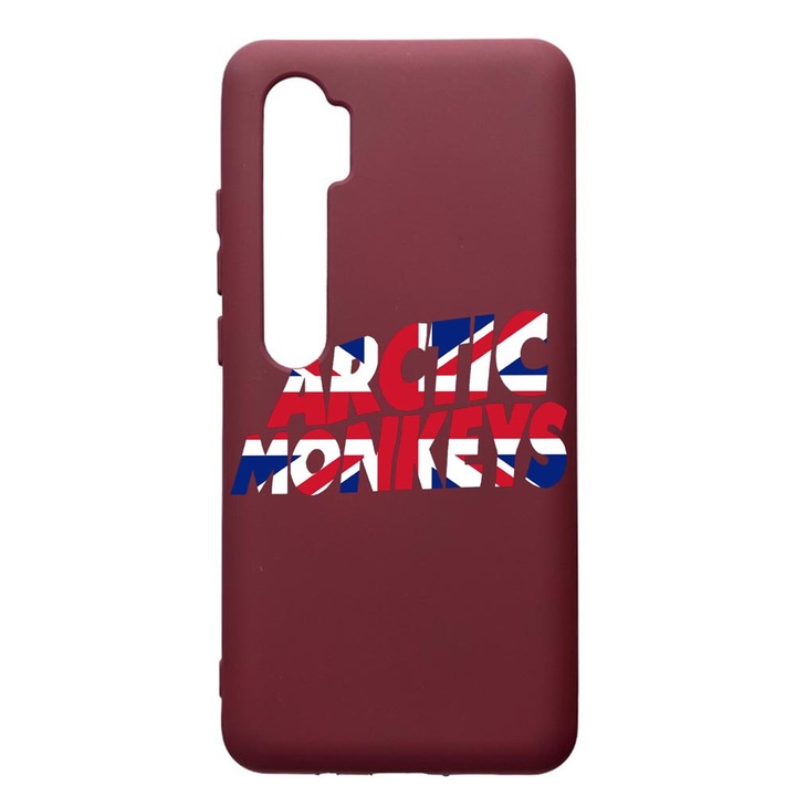 Husa Premium Silicon compatibila cu Xioami Mi Note 10, Arctic Monkey, cu interiorul din material textil, protectie camera, Burgundy, PBR548