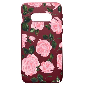 Husa Premium Silicon compatibila cu Samsung Galaxy S10E, Rose - Pastel colors, cu interiorul din material textil, protectie camera, Burgundy, PBR514 Husa Premium Silicon compatibila cu Samsung Galaxy S10E, Rose - Pastel colors, cu interiorul din material textil, protectie camera, Burgundy, PBR514