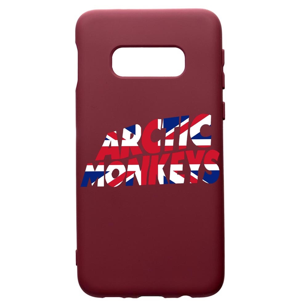 Husa Premium Silicon compatibila cu Samsung Galaxy S10E, Arctic Monkey, cu interiorul din material textil, protectie camera, Burgundy, PBR548