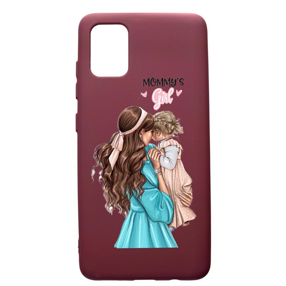 Husa Premium Silicon compatibila cu Samsung Galaxy S20 Plus, Mommy's Girl, cu interiorul din material textil, protectie camera, Burgundy, PBR555