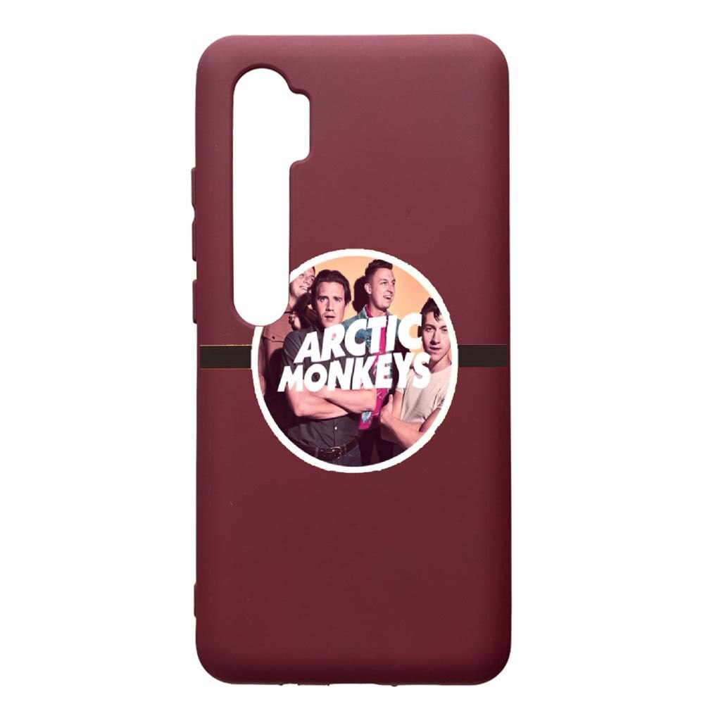 Husa Premium Silicon compatibila cu Xioami Mi Note 10, Arctic Monkey, cu interiorul din material textil, protectie camera, Burgundy, PBR549