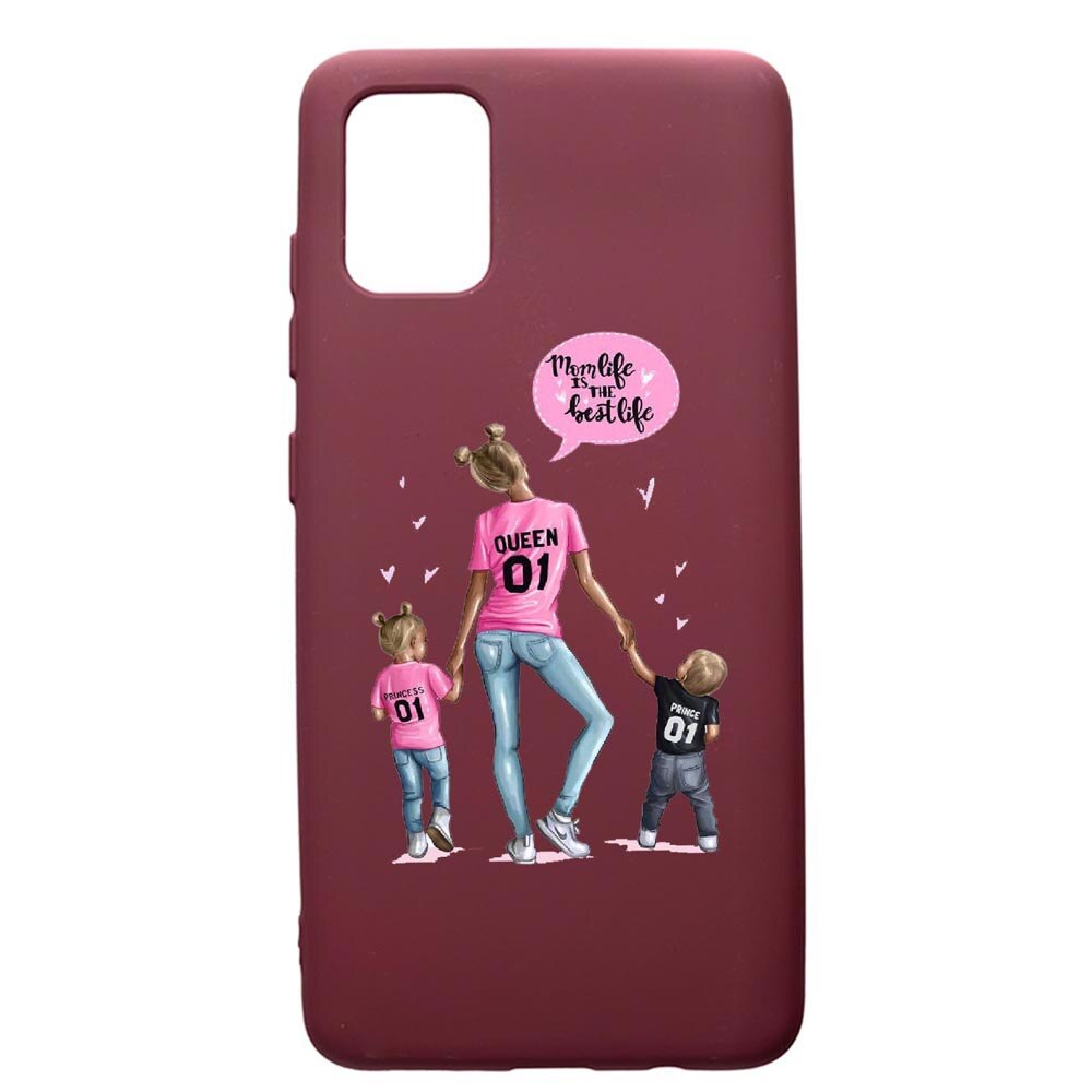 Husa Premium Silicon compatibila cu Samsung Galaxy S20 Plus, Mom Life, cu interiorul din material textil, protectie camera, Burgundy, PBR557