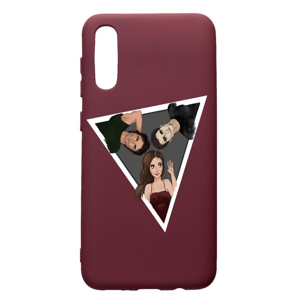 Husa Premium Silicon compatibila cu Samsung Galaxy A50, Vampire Diaries, cu interiorul din material textil, protectie camera, Burgundy, PBR577