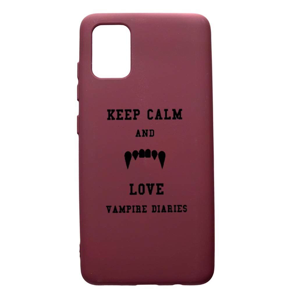 Husa Premium Silicon compatibila cu Samsung Galaxy S20 Plus, Vampire Diaries - Keep Calm, cu interiorul din material textil, protectie camera, Burgundy, PBR581