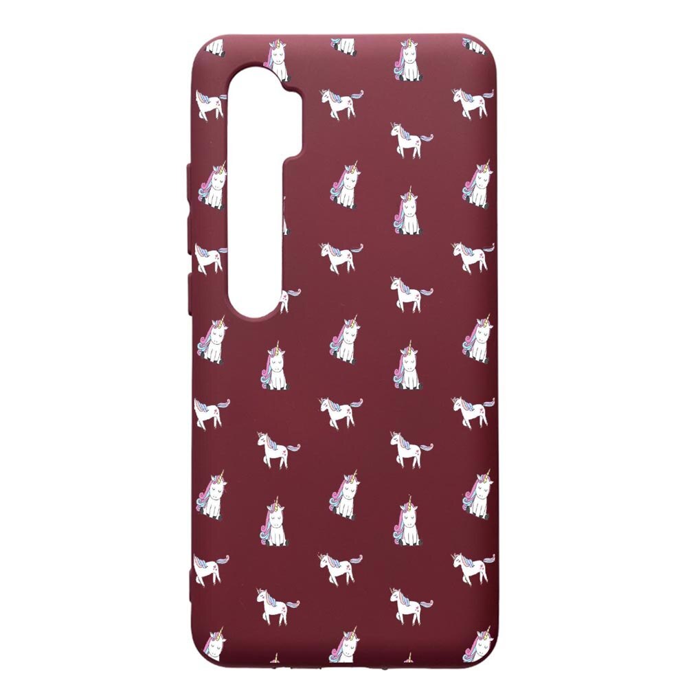 Husa Premium Silicon compatibila cu Xioami Mi Note 10, Unicorn, cu interiorul din material textil, protectie camera, Burgundy, PBR522