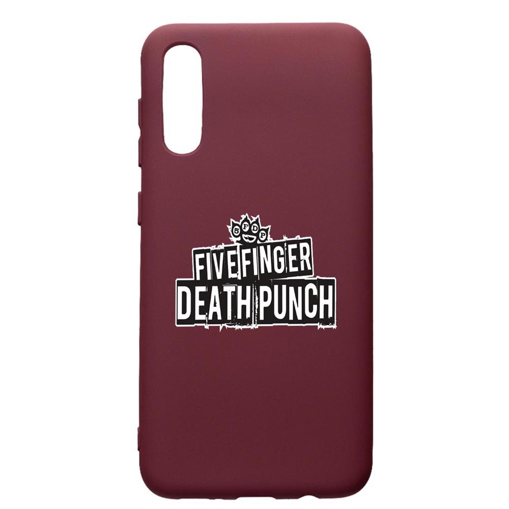 Husa Premium Silicon compatibila cu Huawei Y6 2019, Five Finger Death Punch, cu interiorul din material textil, protectie camera, Burgundy, PBR536