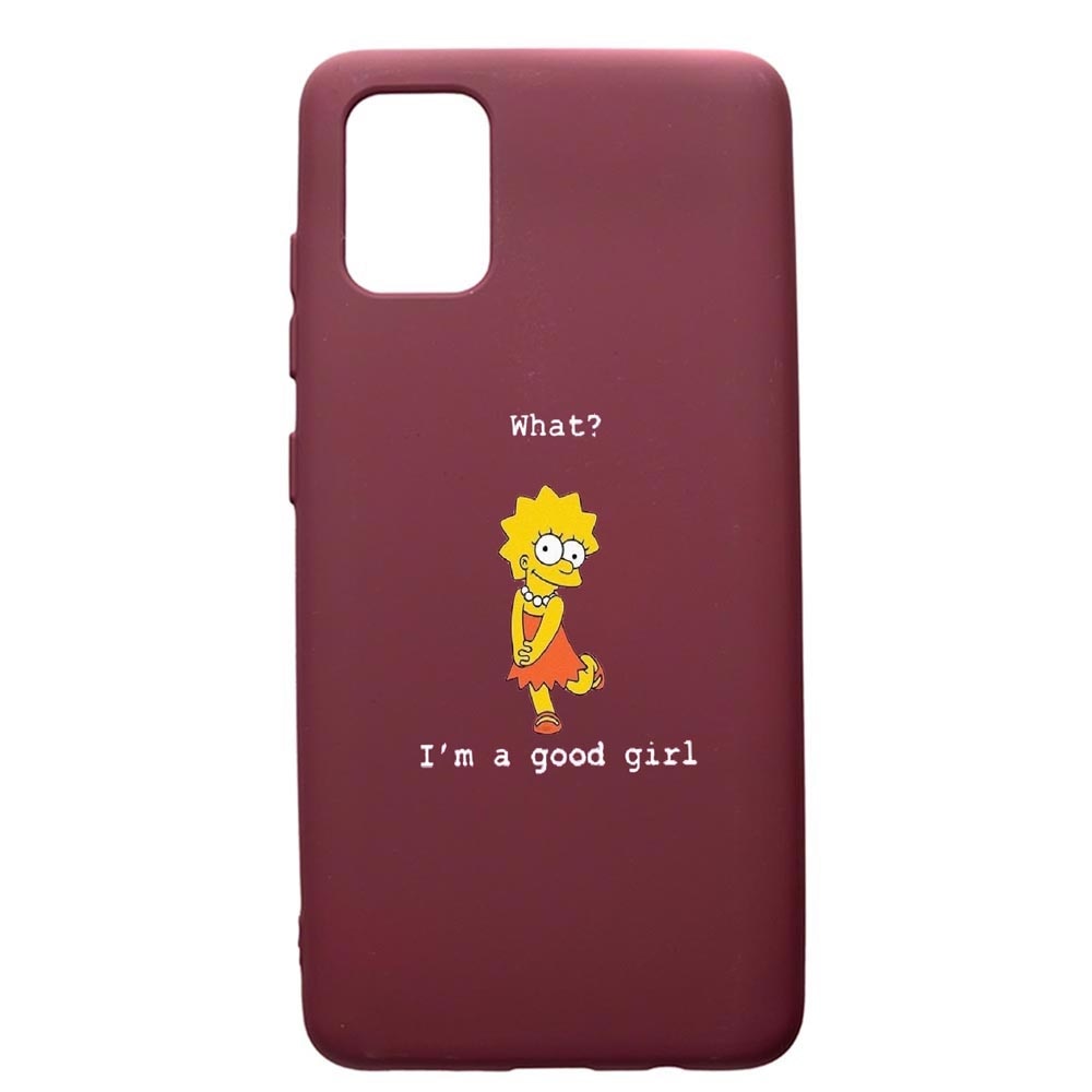Husa Premium Silicon compatibila cu Samsung Galaxy S20 Plus, Lisa - Im a good girl, cu interiorul din material textil, protectie camera, Burgundy, PBR591