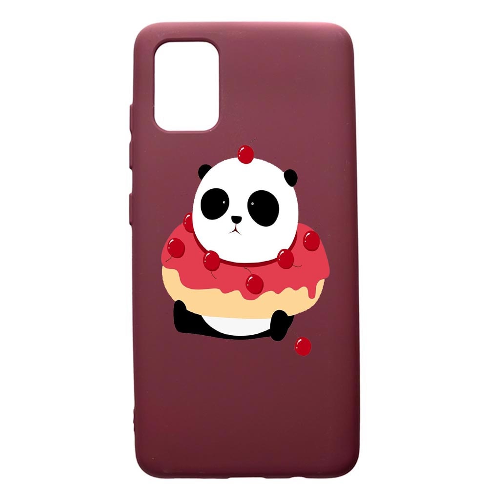 Husa Premium Silicon compatibila cu Samsung Galaxy S20 Plus, Sweet Panda, cu interiorul din material textil, protectie camera, Burgundy, PBR585