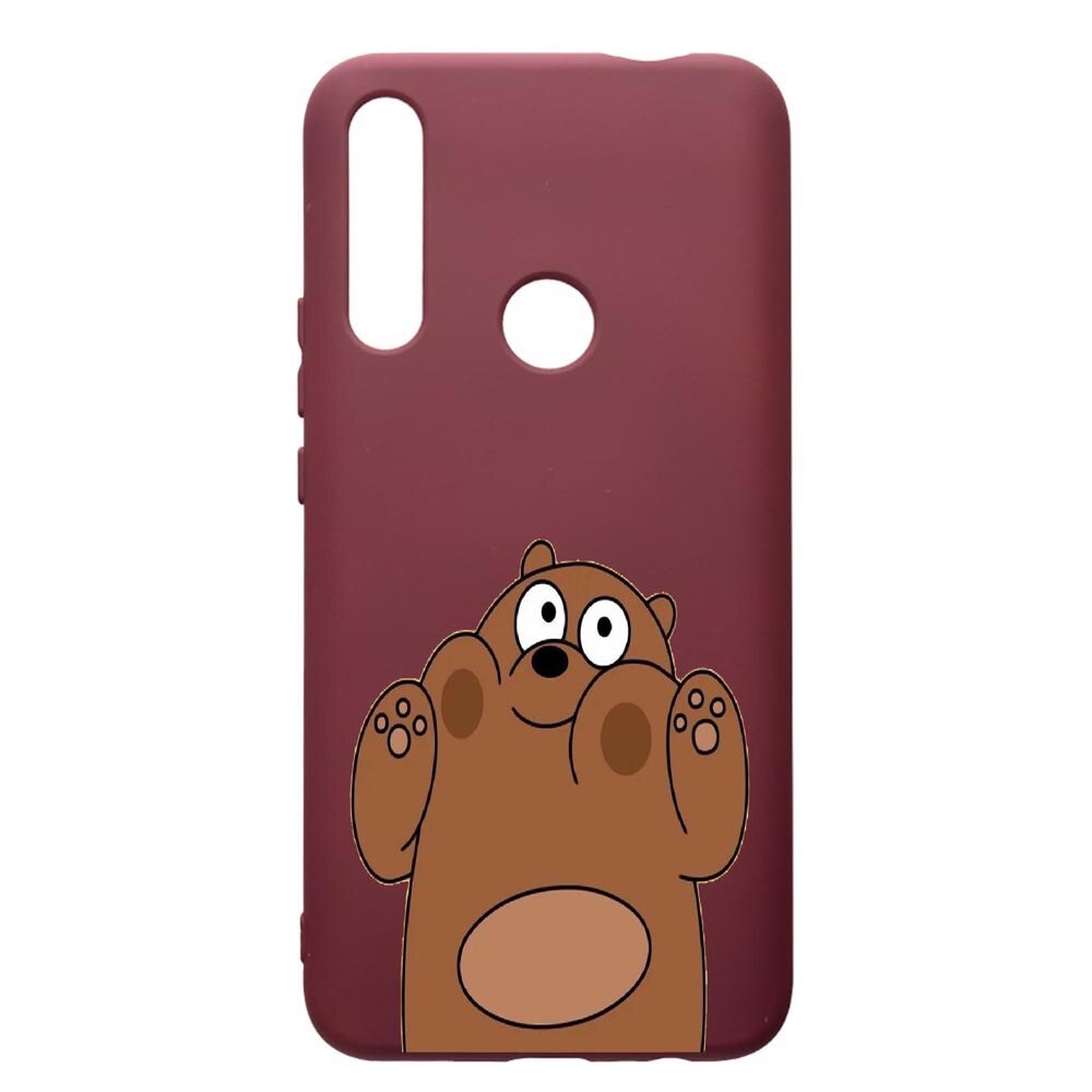 Husa Premium Silicon compatibila cu Huawei P Smart Z, Bears, cu interiorul din material textil, protectie camera, Burgundy, PBR589