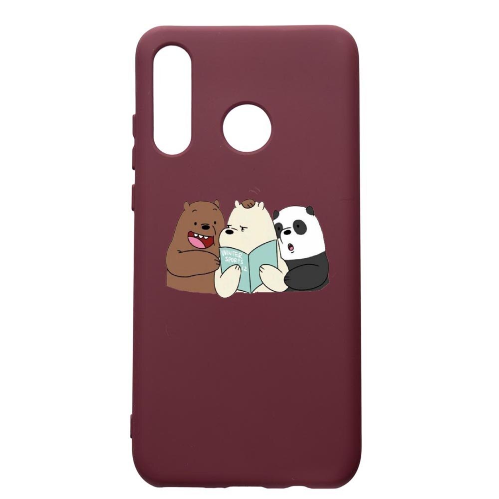 Husa Premium Silicon compatibila cu Huawei P30 Lite, Winter Sports, cu interiorul din material textil, protectie camera, Burgundy, PBR601