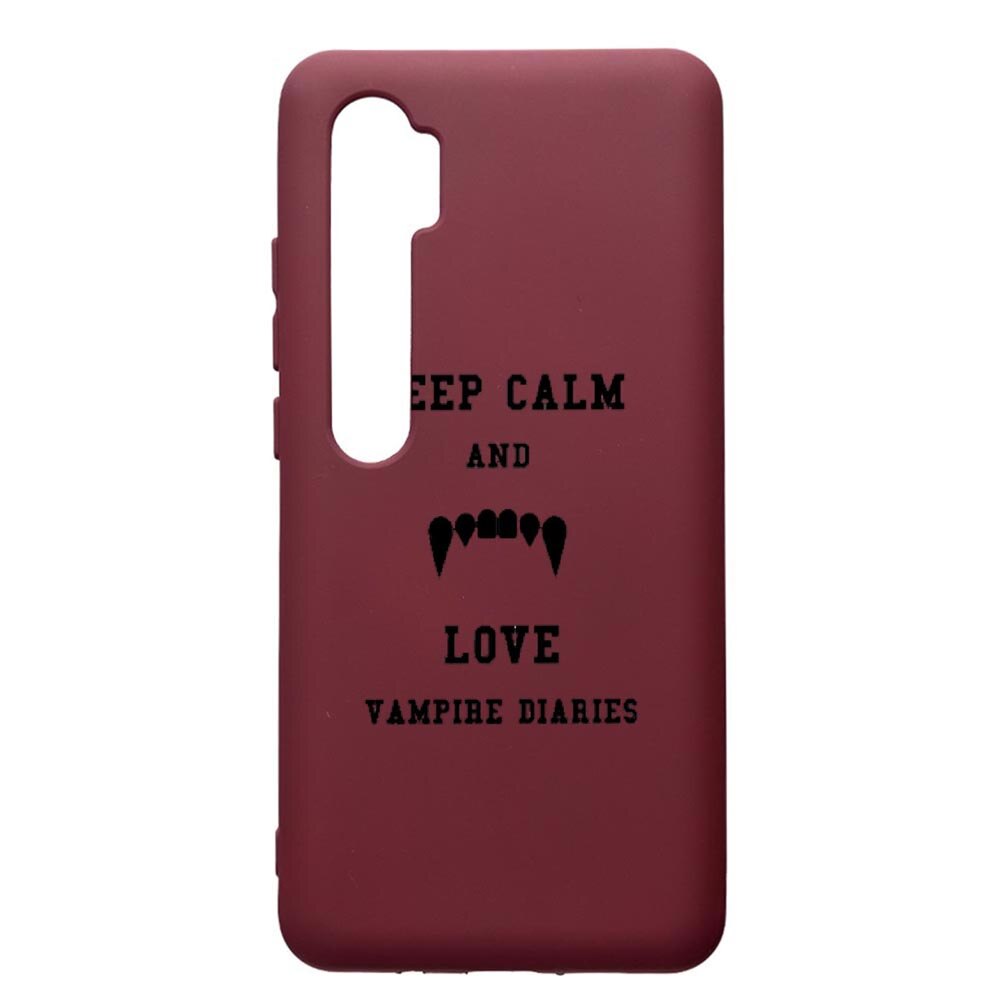 Husa Premium Silicon compatibila cu Xioami Mi Note 10, Vampire Diaries - Keep Calm, cu interiorul din material textil, protectie camera, Burgundy, PBR581