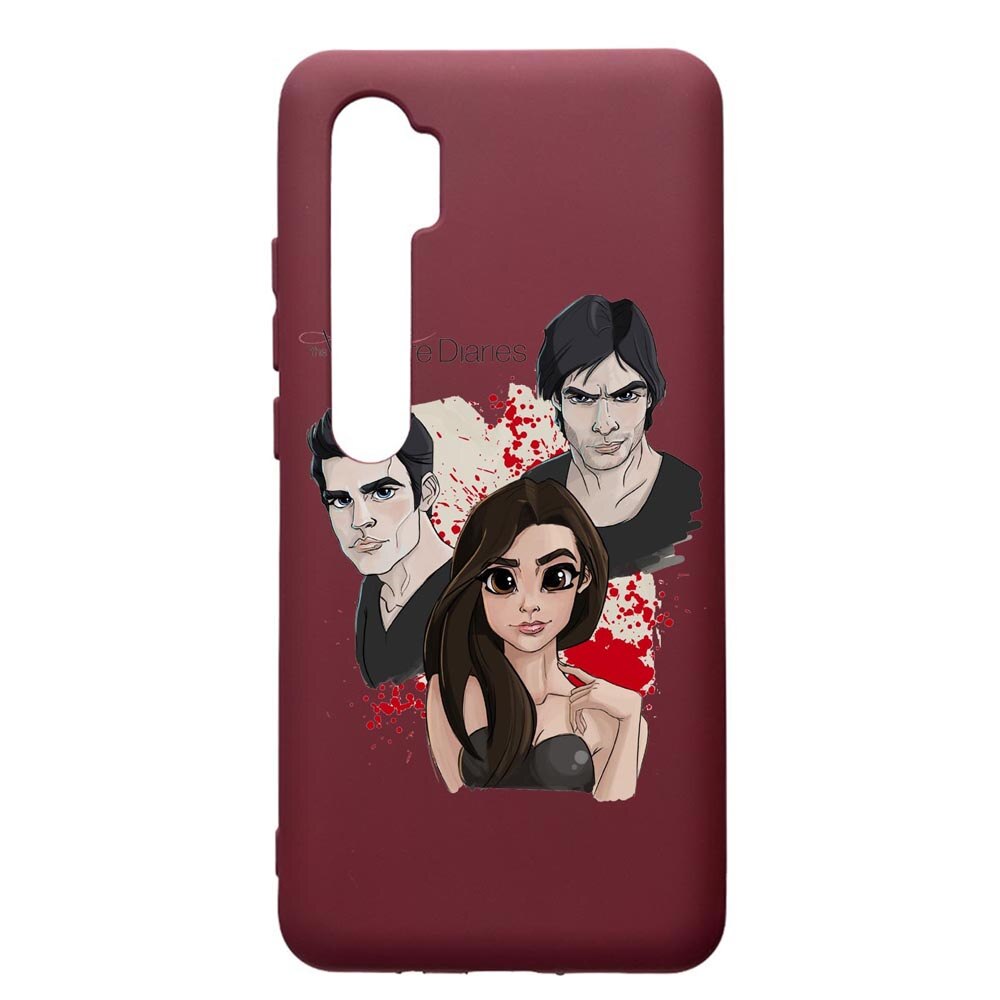 Husa Premium Silicon compatibila cu Xioami Mi Note 10, Vampire Diaries, cu interiorul din material textil, protectie camera, Burgundy, PBR578
