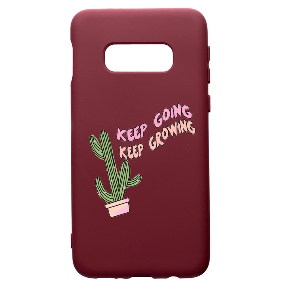 Husa Premium TPU compatibila cu Samsung Galaxy S8, Keep Going, cu interiorul din material textil, protectie camera, Burgundy, PBR482