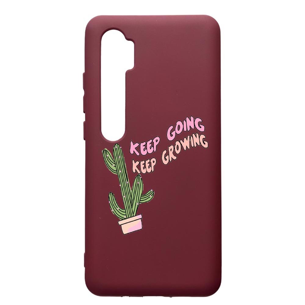 Husa Premium TPU compatibila cu Xioami Mi Note 10, Keep Going, cu interiorul din material textil, protectie camera, Burgundy, PBR482