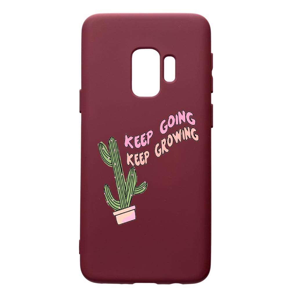 Husa Premium TPU compatibila cu Samsung Galaxy S9, Keep Going, cu interiorul din material textil, protectie camera, Burgundy, PBR482