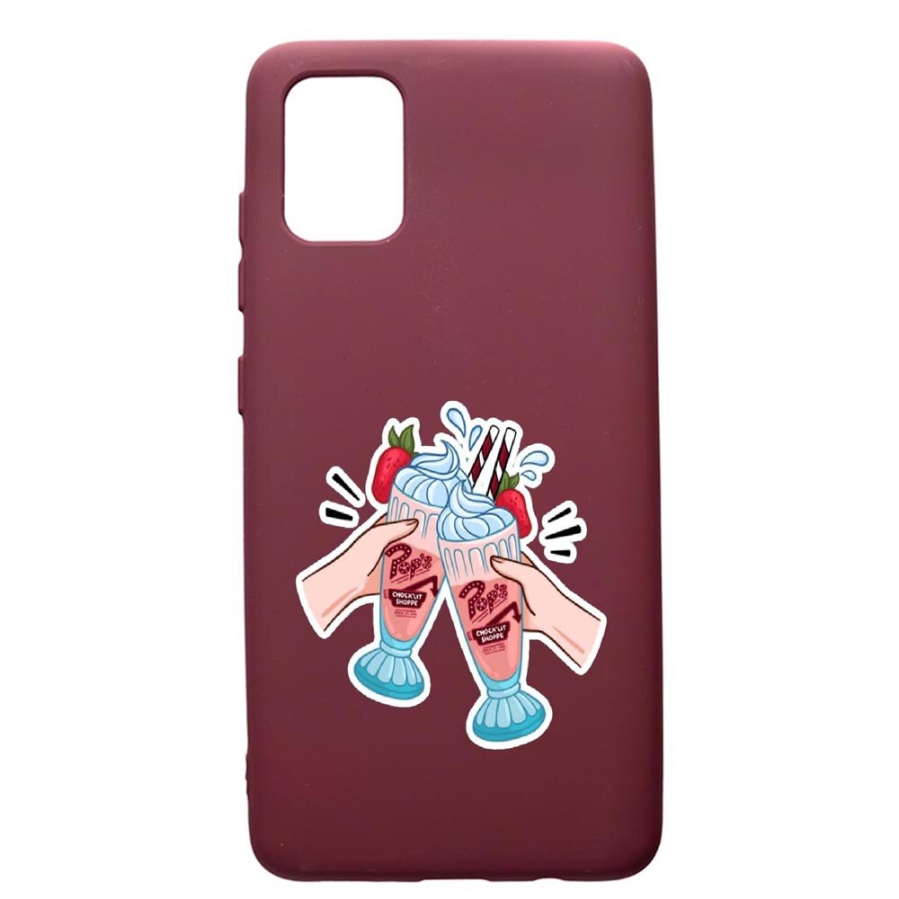 Husa Premium Silicon compatibila cu Samsung Galaxy A51, Riverdale Shake, cu interiorul din material textil, protectie camera, Burgundy, PBR613