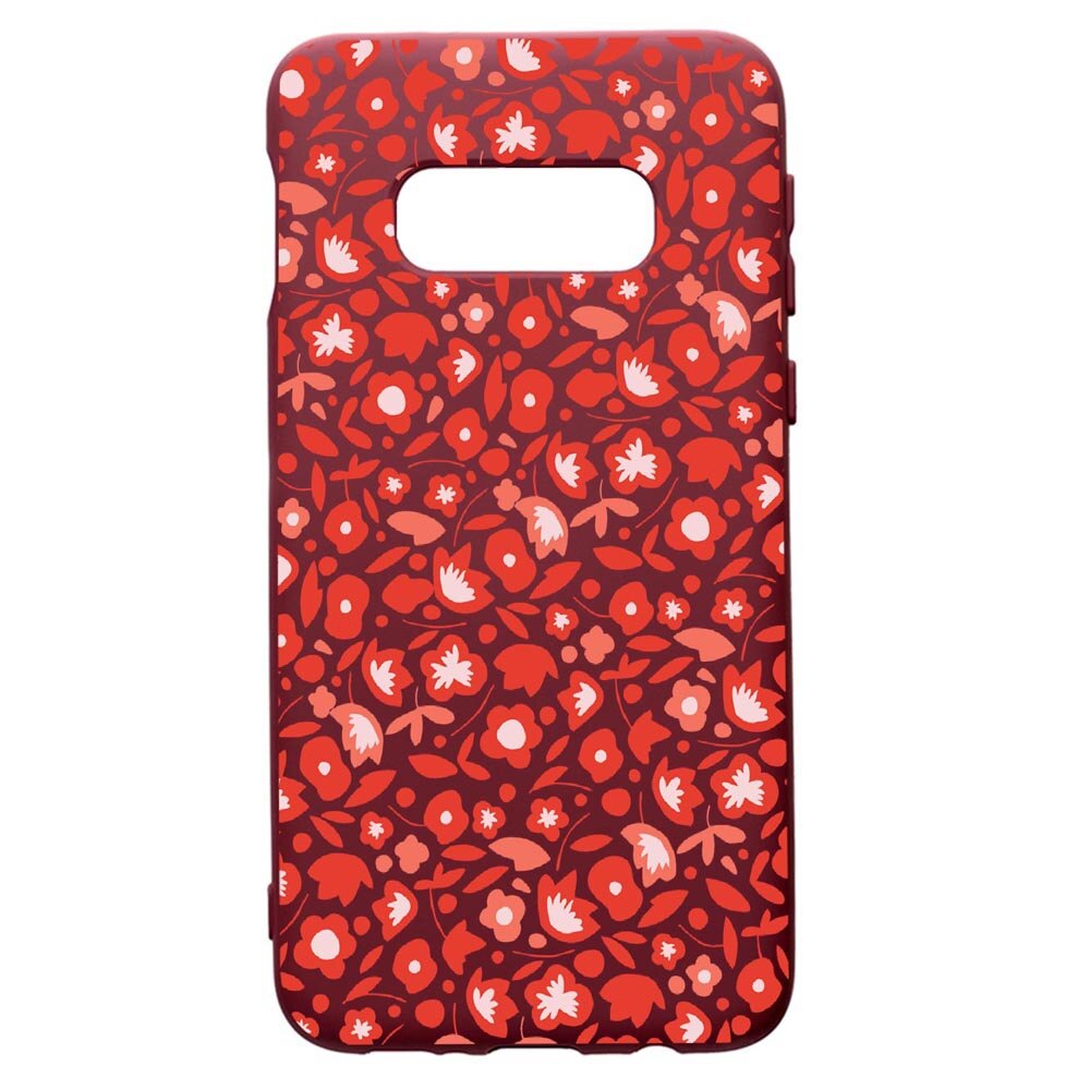 Husa Premium Silicon compatibila cu Samsung Galaxy S8, Red Flowers Pattern, cu interiorul din material textil, protectie camera, Burgundy, PBR631