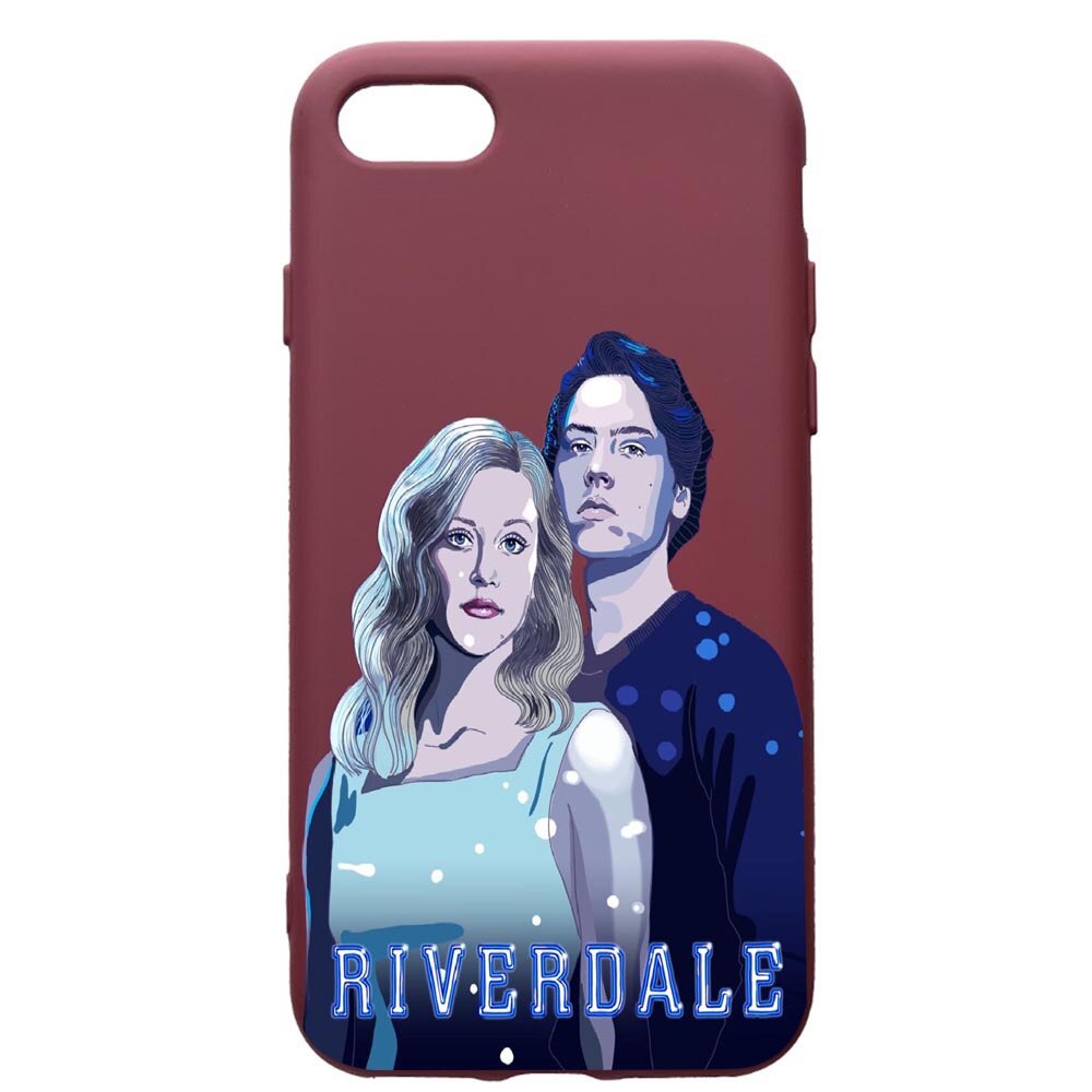 Husa Premium Silicon compatibila cu Apple iPhone SE 2 / iPhone 8 / iPhone 7, Riverdale, cu interiorul din material textil, protectie camera, Burgundy, PBR614